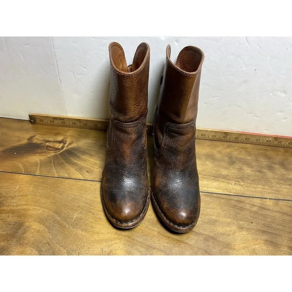 FRYE Boots Lucinda Short Brown Leather Bootie Size 7